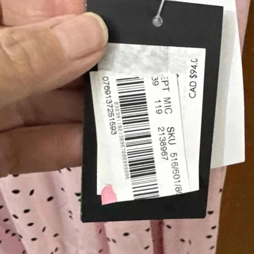 NWT Women 1X Kate Spade PINK/BLACK SCATTERED DOTS Soft Knit Jersey Nightgown